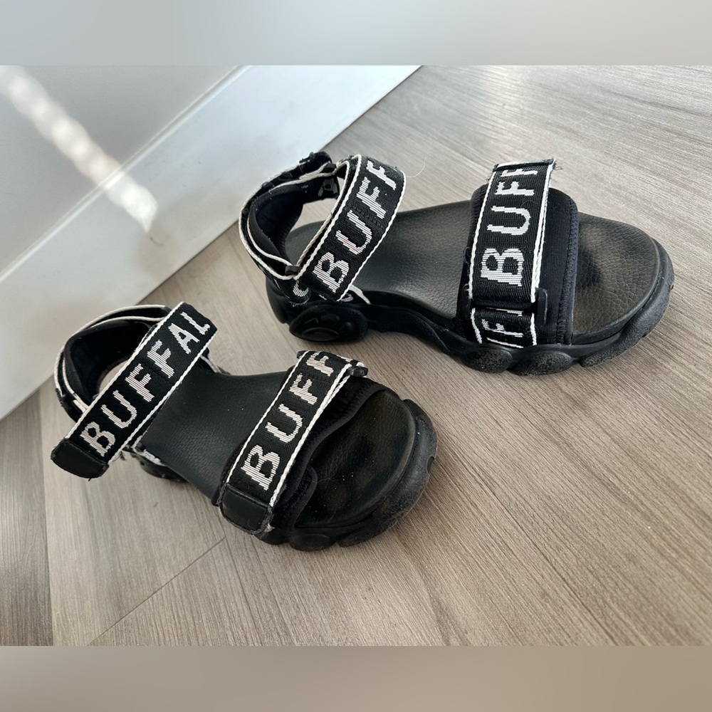 Buff Black Slide Sandals with Adjustable Straps